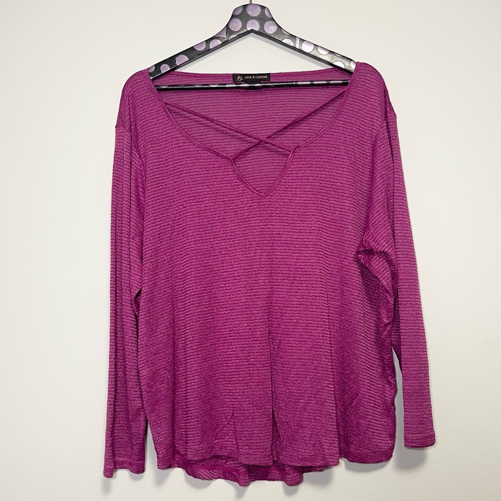 Love & Legend Glittery Barbie Pink Blouse Size 3X